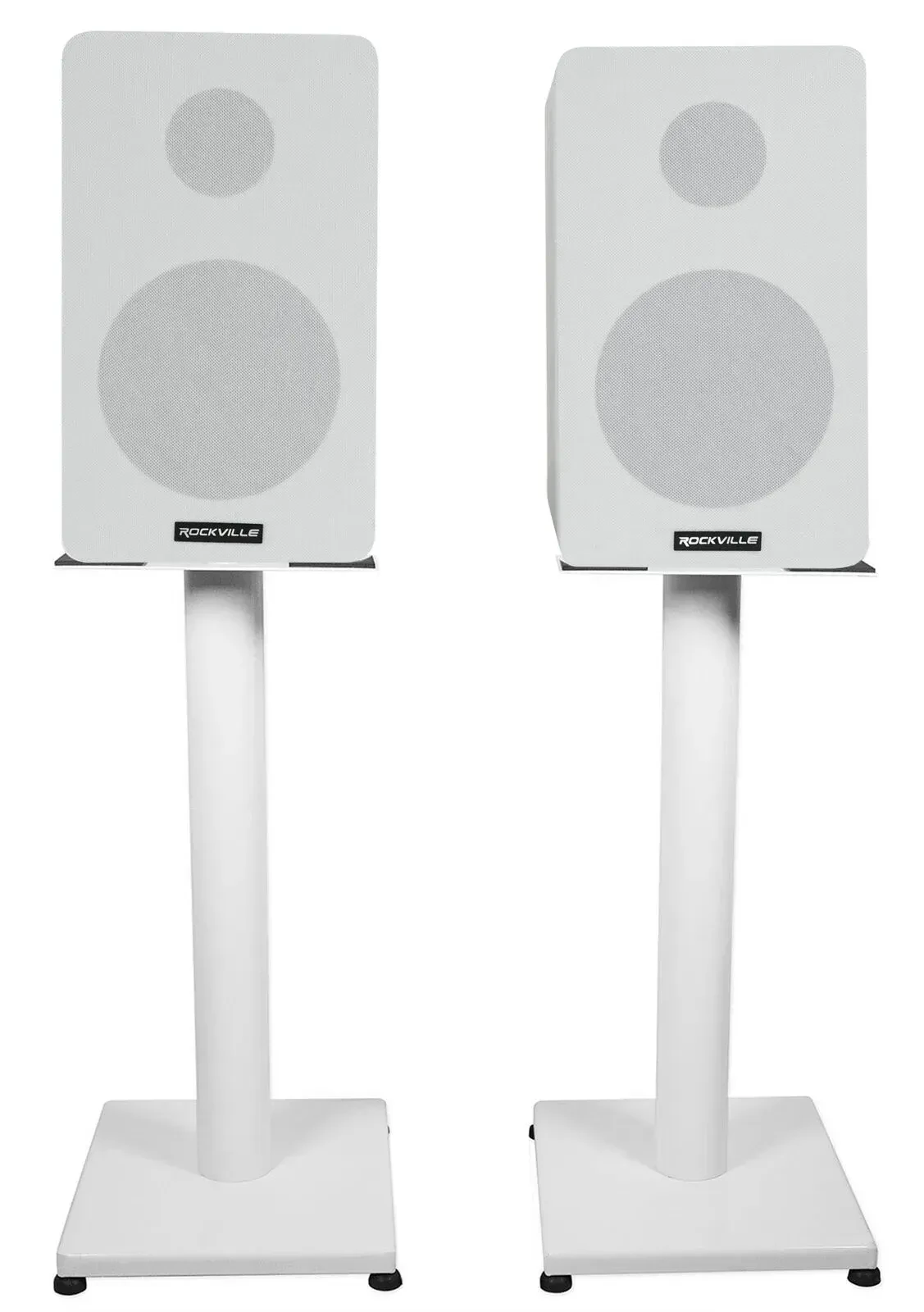 Широкополосная акустическая система Rockville RockShelf 58W White со стойкой (пара)