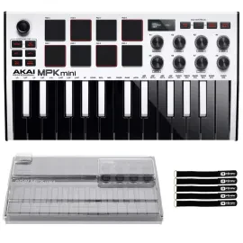 Akai Professional MPK Mini MK3 Keyboard Controller in White w Decksaver Cover