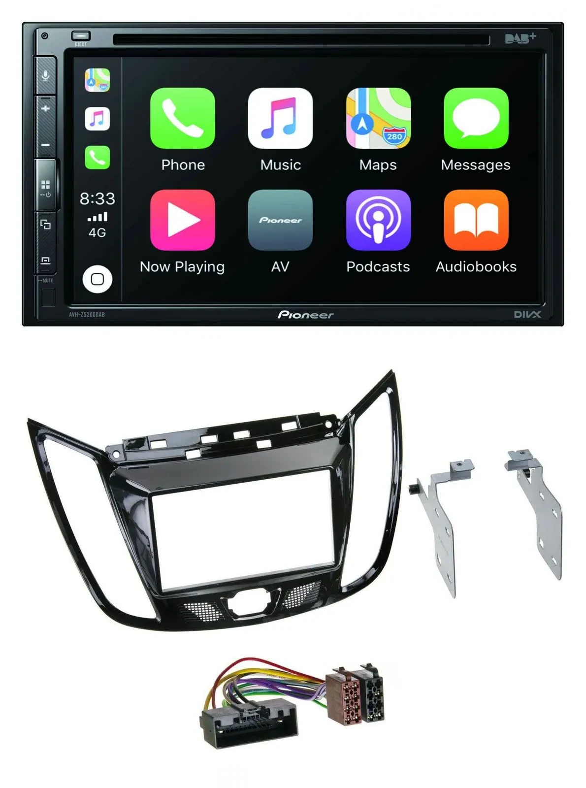 Pioneer DVD 2DIN MP3 DAB Bluetooth USB Autoradio für Ford C-Max Kuga Klavierlack