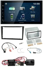 Автомагнитола Kenwood 2DIN Bluetooth USB DAB для Opel Corsa D, чёрная, с поддержкой управления на руле