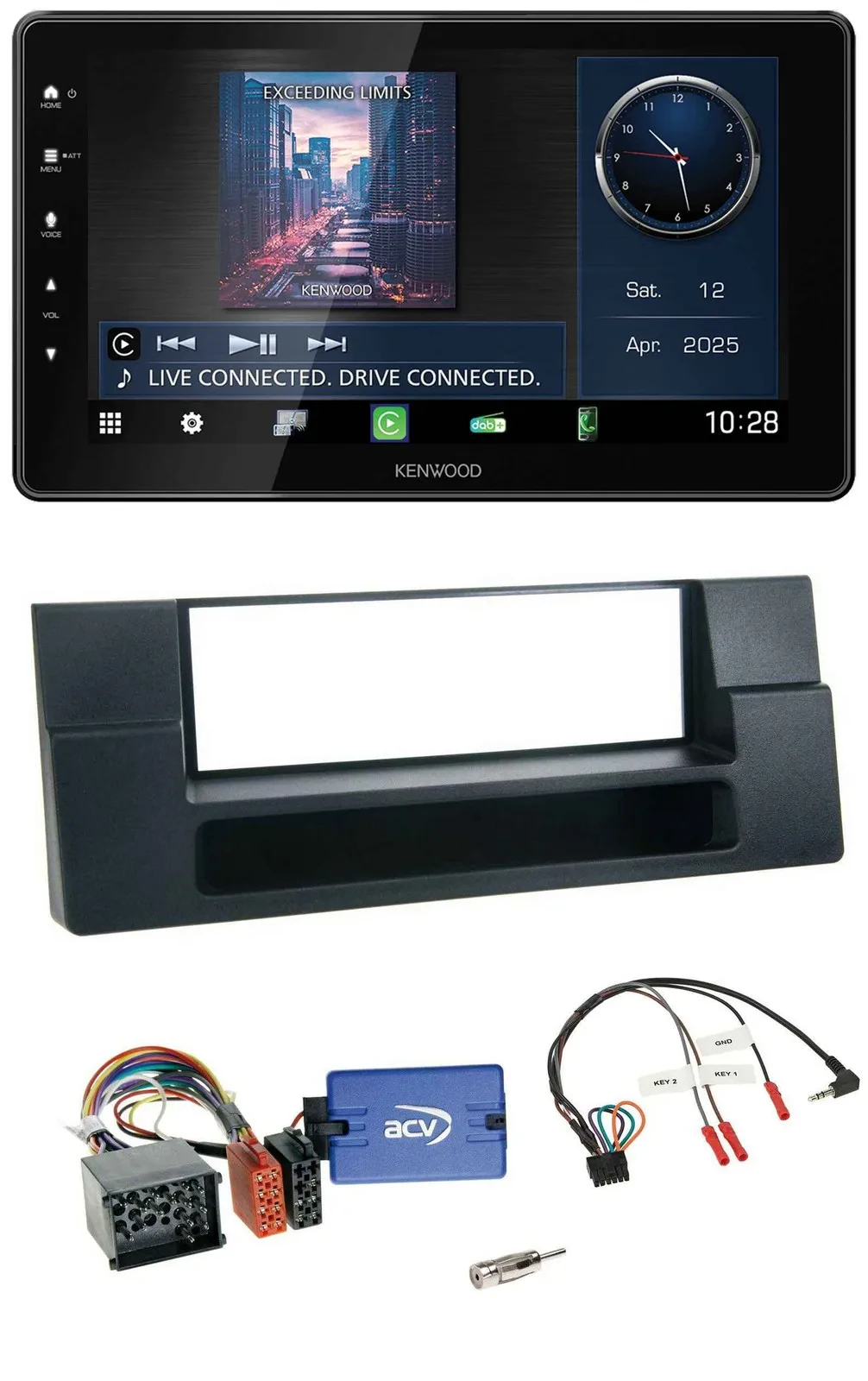 Kenwood Lenkrad Bluetooth USB DAB Autoradio für BMW 5er Ablage Rundpin