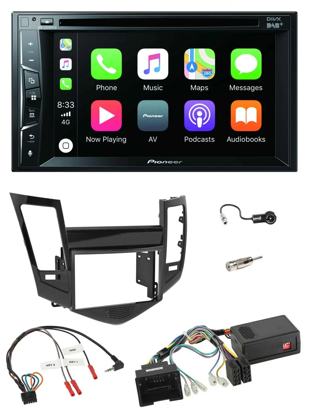 Pioneer Lenkrad USB DVD Bluetooth DAB 2DIN Autoradio für Chevrolet Cruze 05/2009