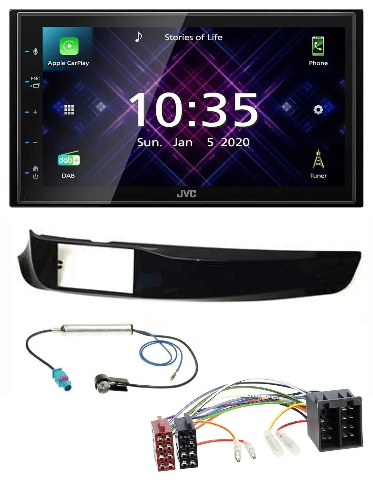 JVC DAB 2DIN MP3 Bluetooth USB Autoradio für Alfa Giulietta schwarz glänzend pia
