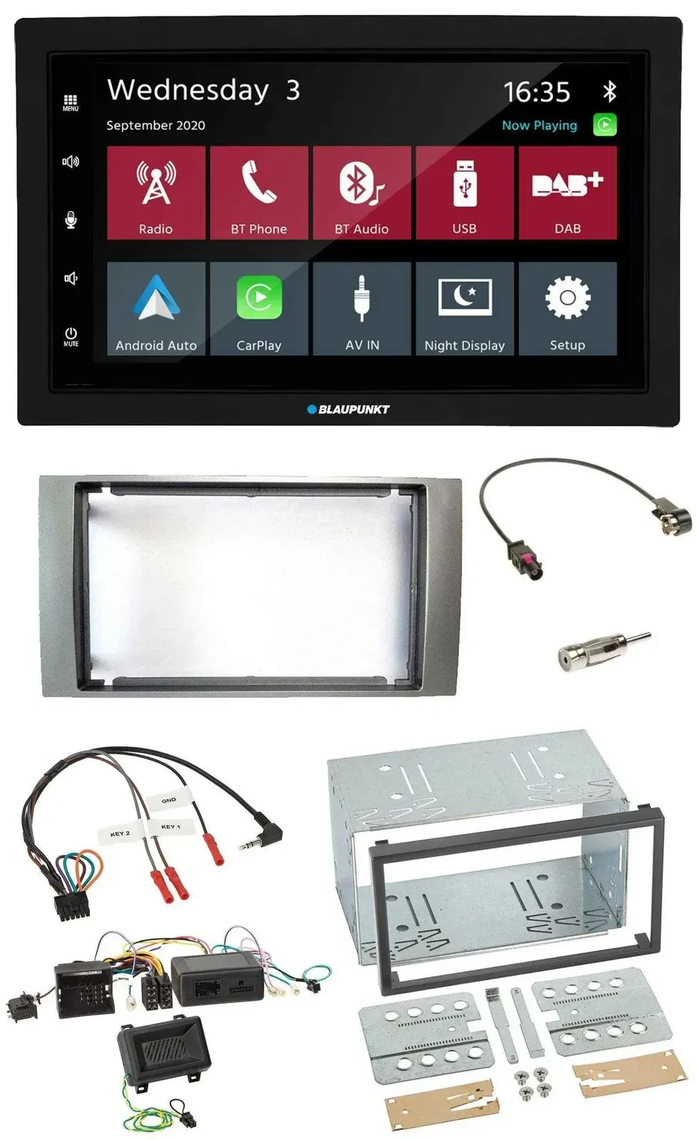 Blaupunkt 2DIN Lenkrad USB Bluetooth DAB Autoradio für Ford Kuga 2008-2012 silbe