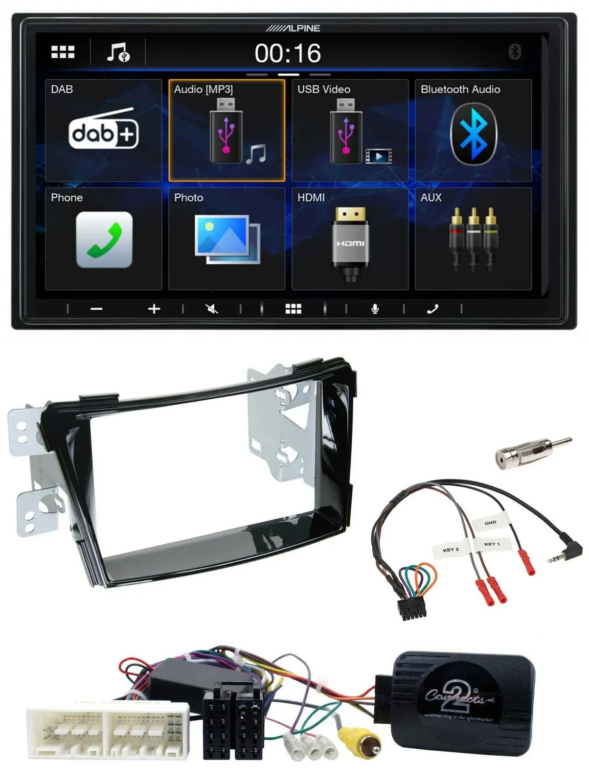 Alpine Bluetooth 2DIN Lenkrad DAB USB Autoradio für Hyundai i40 ab 16 VF Klavier