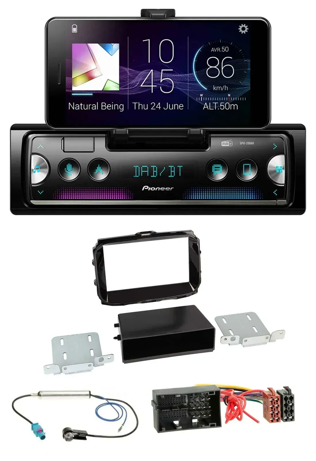 Автомагнитола для Alfa Romeo Giulietta (с 2013) Pioneer USB MP3 Bluetooth DAB 52-pin черный глянец