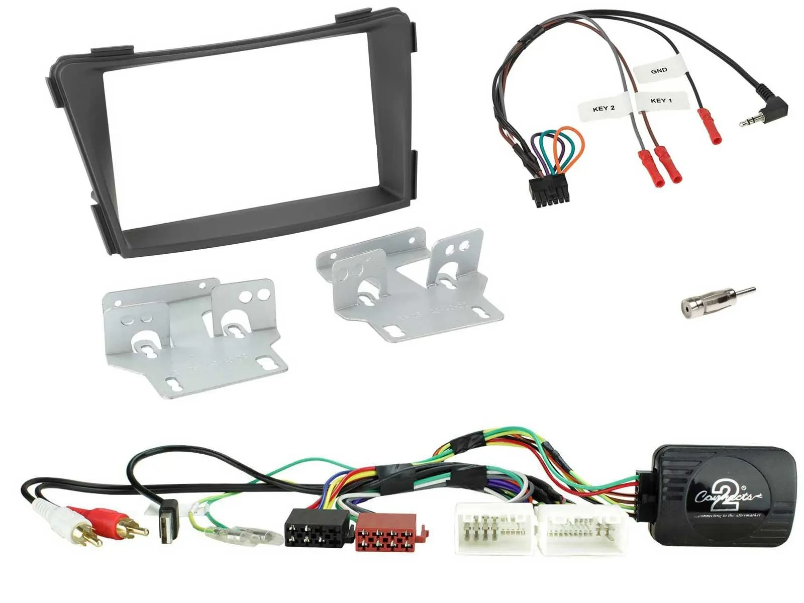 Radioset Lenkradadapter Doppel DIN Autoradio für Hyundai i40 11-19 AUX USB schwa
