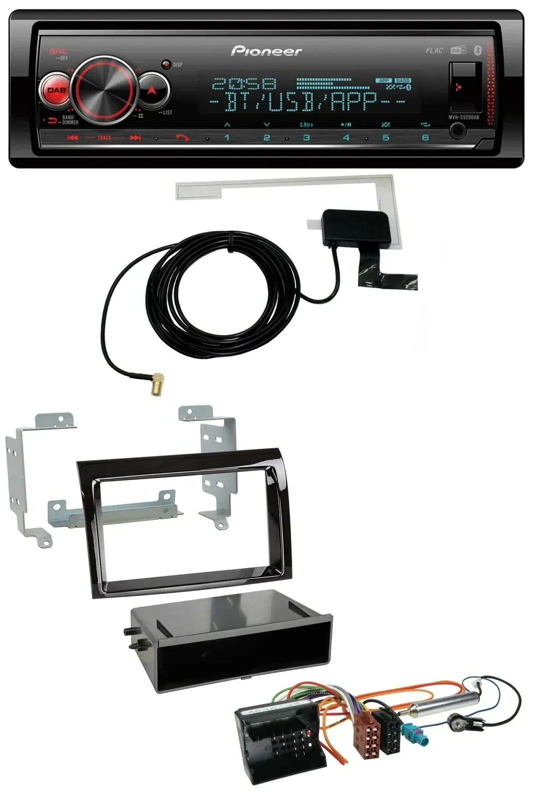 Автомагнитола для Citroen Jumper 06–11 Pioneer Bluetooth DAB USB MP3 Quadlock, черный глянцевый