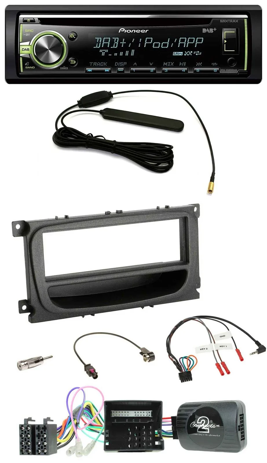 Pioneer MP3 USB CD DAB Lenkrad Autoradio für Ford Mondeo S-Max Can 07-14 schwarz