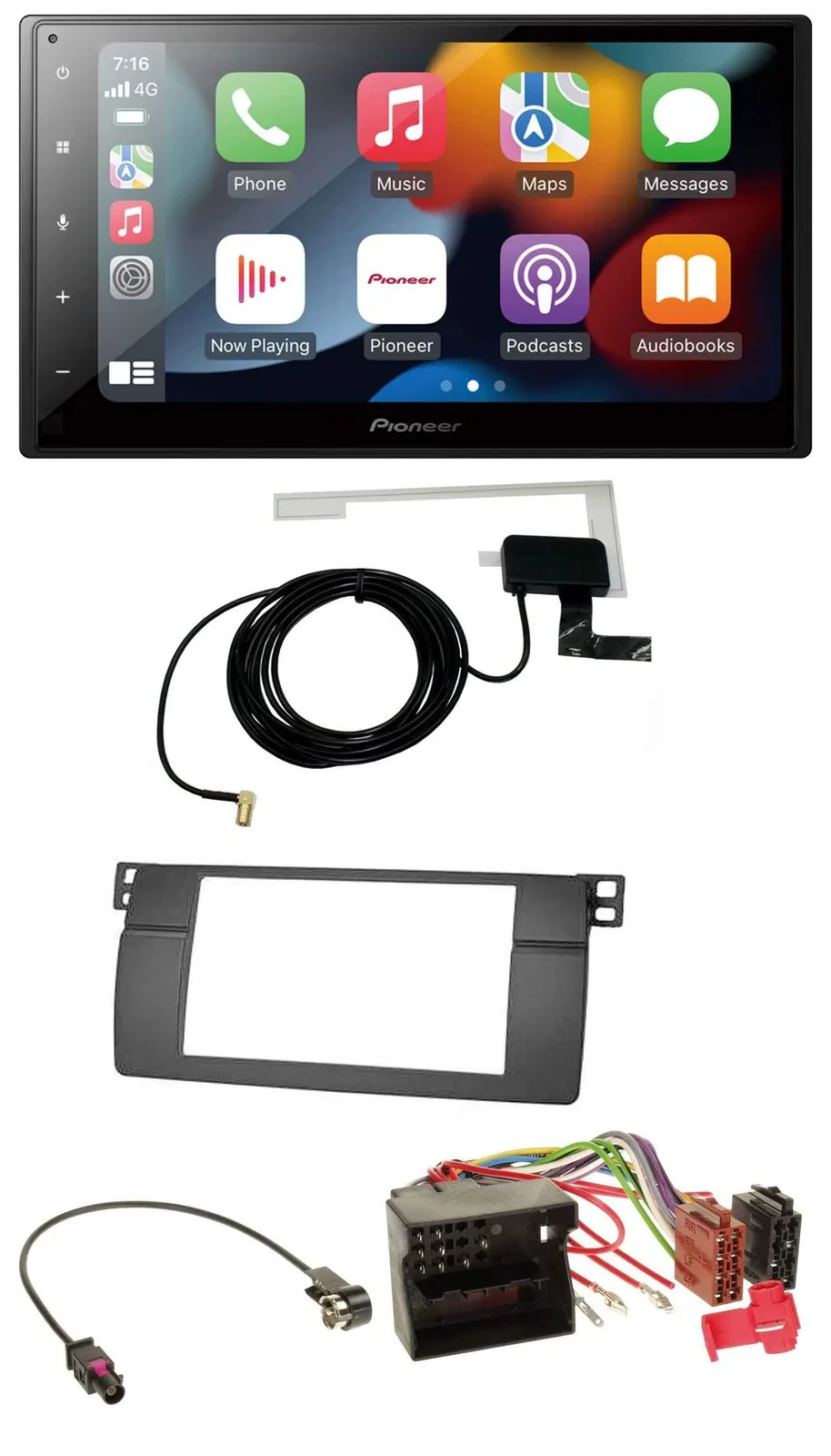 Pioneer MP3 USB Bluetooth DAB 2DIN Autoradio für BMW 3er E46 Profiversion großem