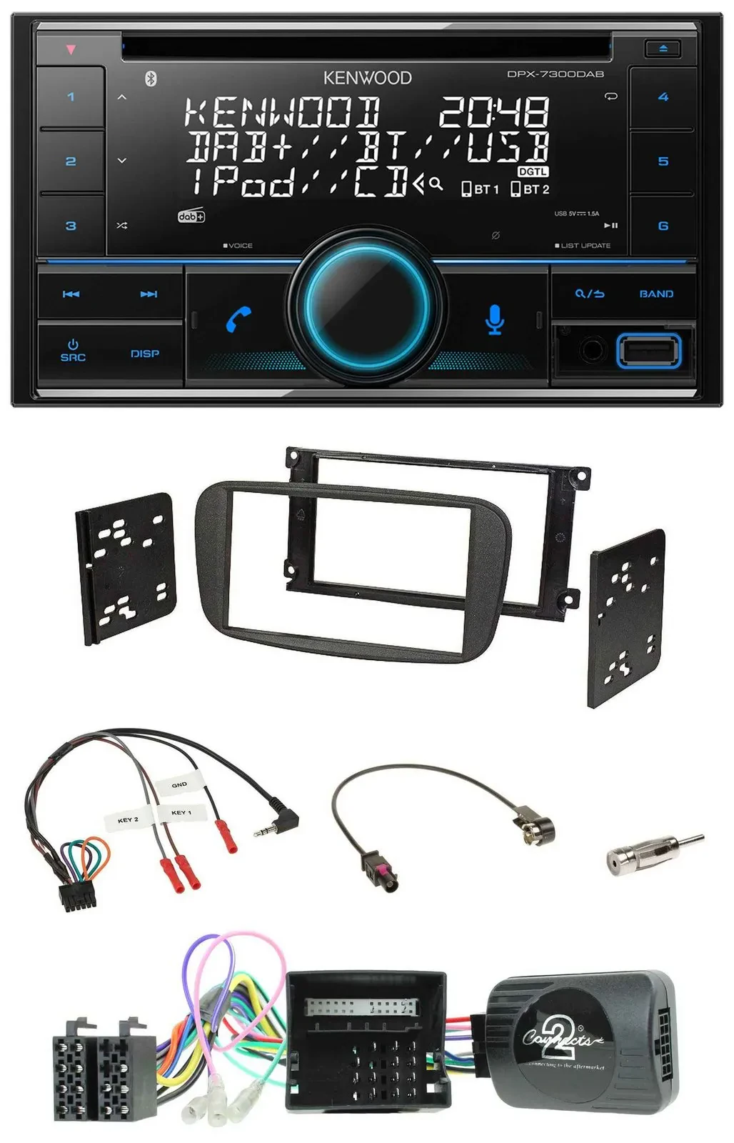 Kenwood CD 2DIN DAB USB Lenkrad Bluetooth Autoradio für Ford S-Max Mondeo Can-Bu