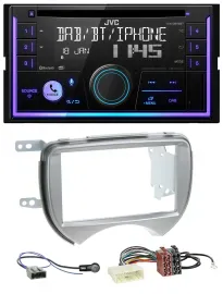 JVC MP3 USB 2DIN DAB Bluetooth CD Autoradio für Nissan Micra 2010-2013 silber