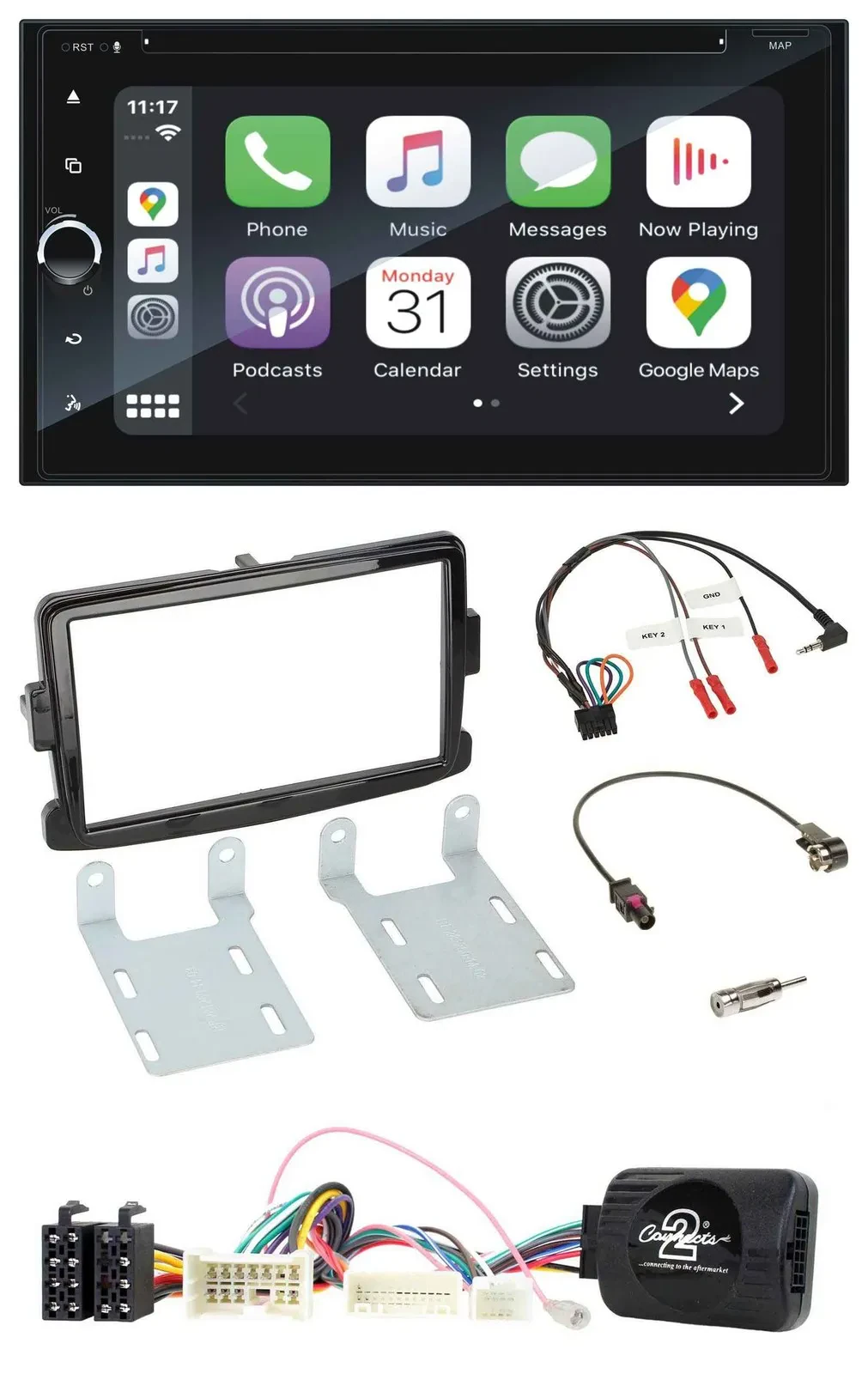 Blaupunkt 2DIN Bluetooth DAB USB DVD Lenkrad Autoradio für Dacia Sandero ab 13 p