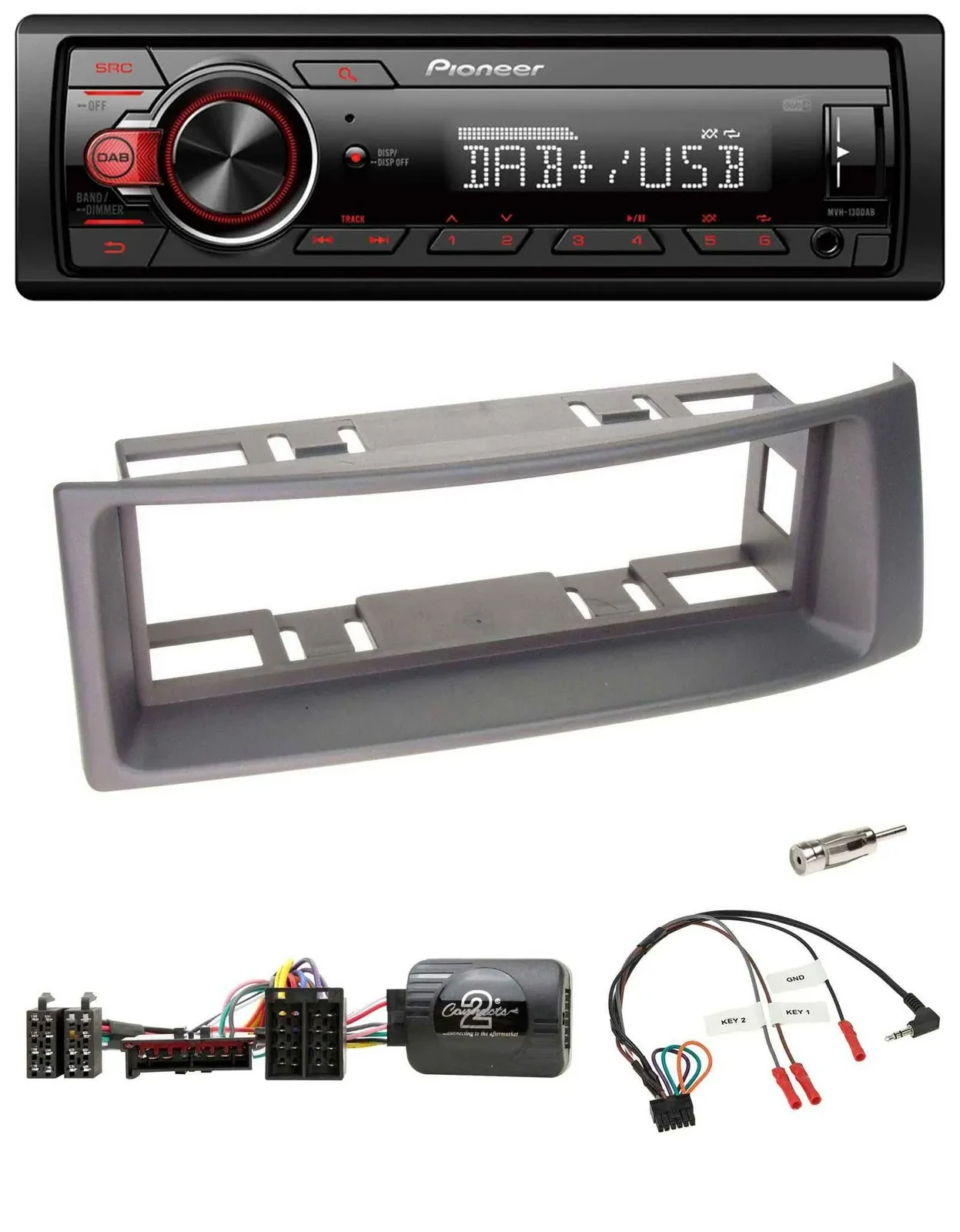 Pioneer MP3 1DIN DAB USB Lenkrad Autoradio für Renault Megane Scenic 96-00 anthr