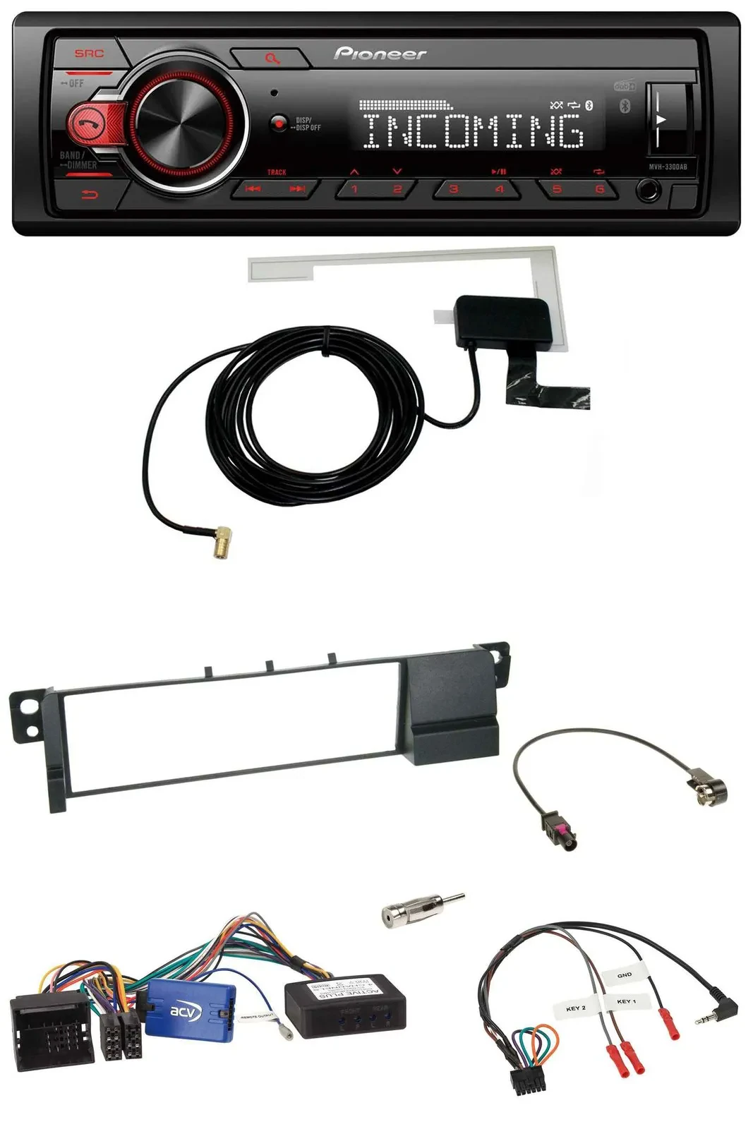 Pioneer USB Lenkrad DAB Bluetooth Autoradio für BMW 3er E46 01-07 schwarz