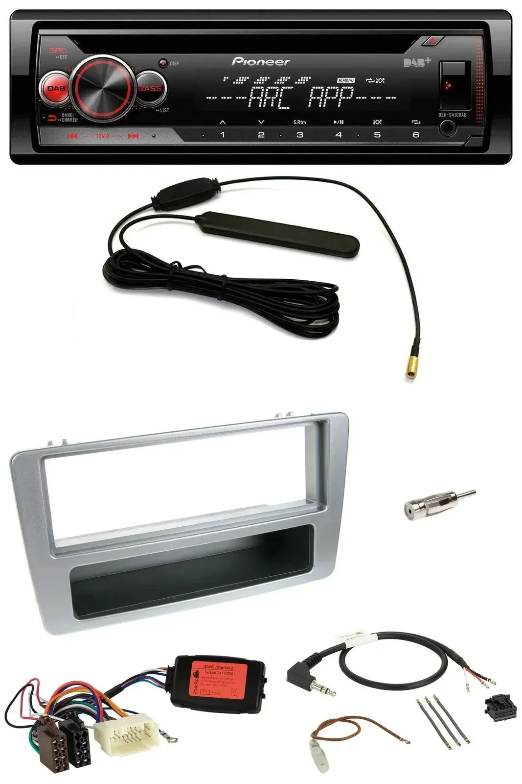 Автомагнитола для Honda Civic 2001–2003 Pioneer CD/USB DAB MP3, серебристая