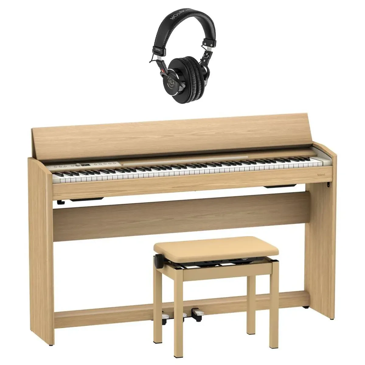 Roland F701 88-Key SuperNATURAL Digital Piano, with Bench & Stand, Light Oak Bun