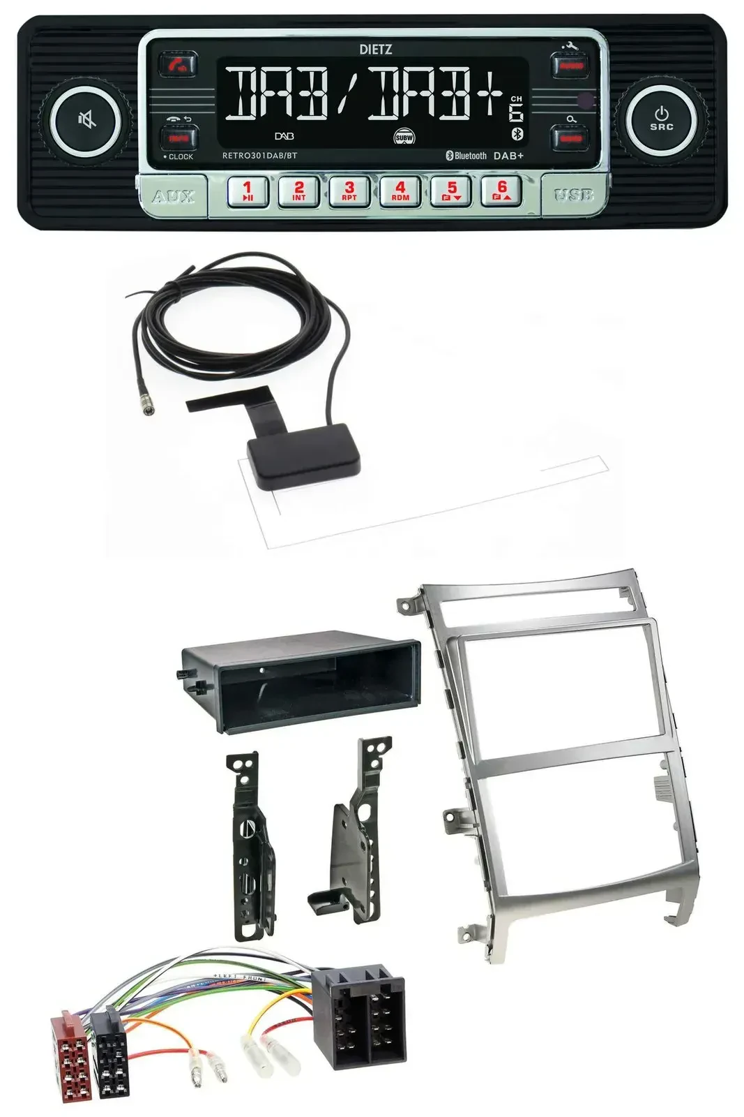 Dietz DAB Bluetooth USB MP3 Autoradio für Hyundai ix55 (2009-2012) silber