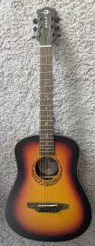 Luna Safari Tribal Tobacco Sunburst Acoustic Electric 3/4 Travel Guitar - DEMO