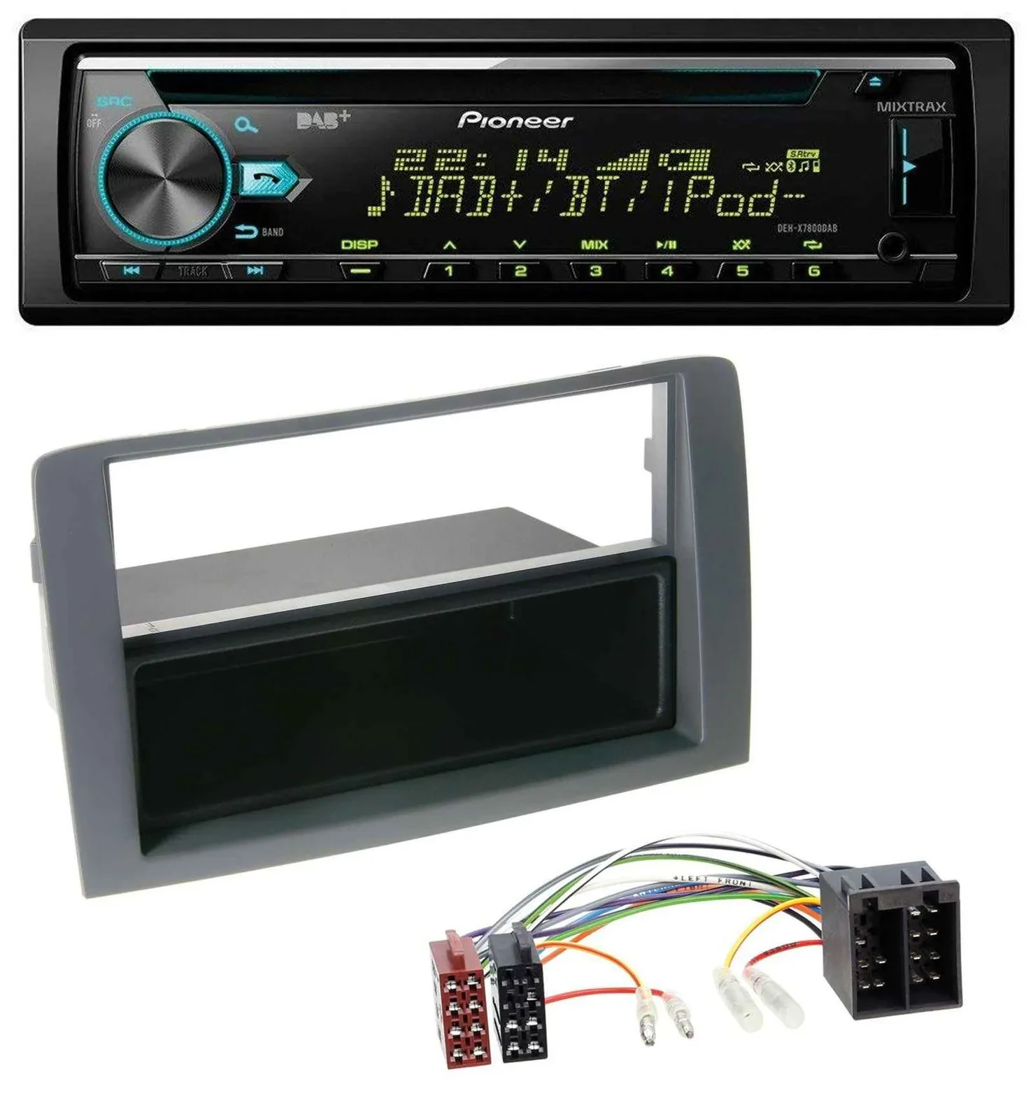 Pioneer DAB MP3 CD USB Bluetooth Autoradio für Fiat Idea (350, 03-11) - grau