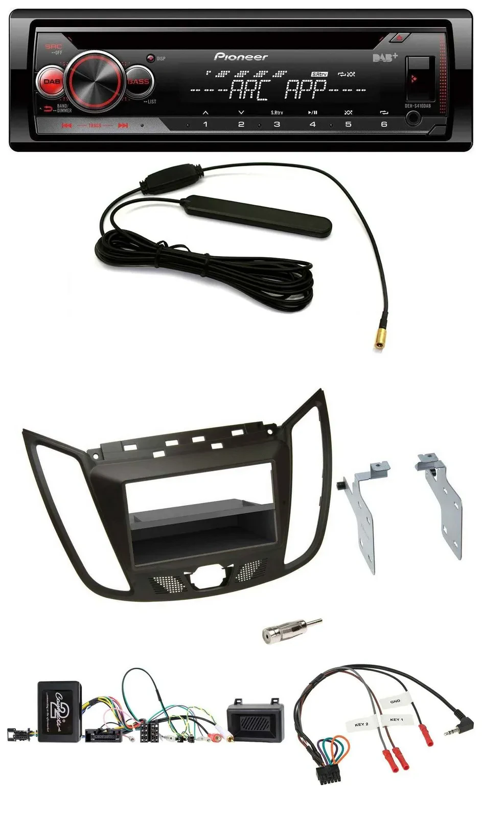 Pioneer CD USB Lenkrad DAB MP3 Autoradio für Ford C-Max Kuga braun