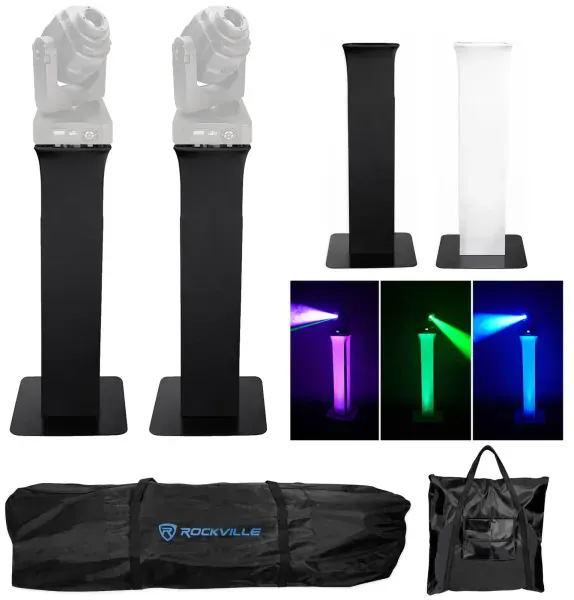 2) Totem Light Stands+Black+White Scrims For Chauvet Q-Spot 260 LED Moving Heads