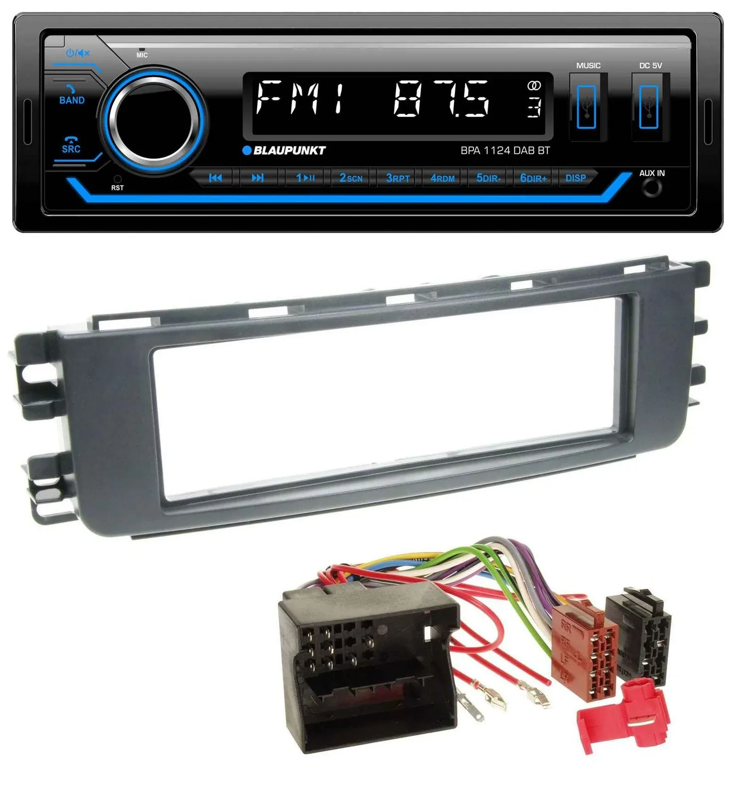 Blaupunkt Bluetooth USB DAB MP3 Autoradio für Smart ForFour (454, 2004-2006)