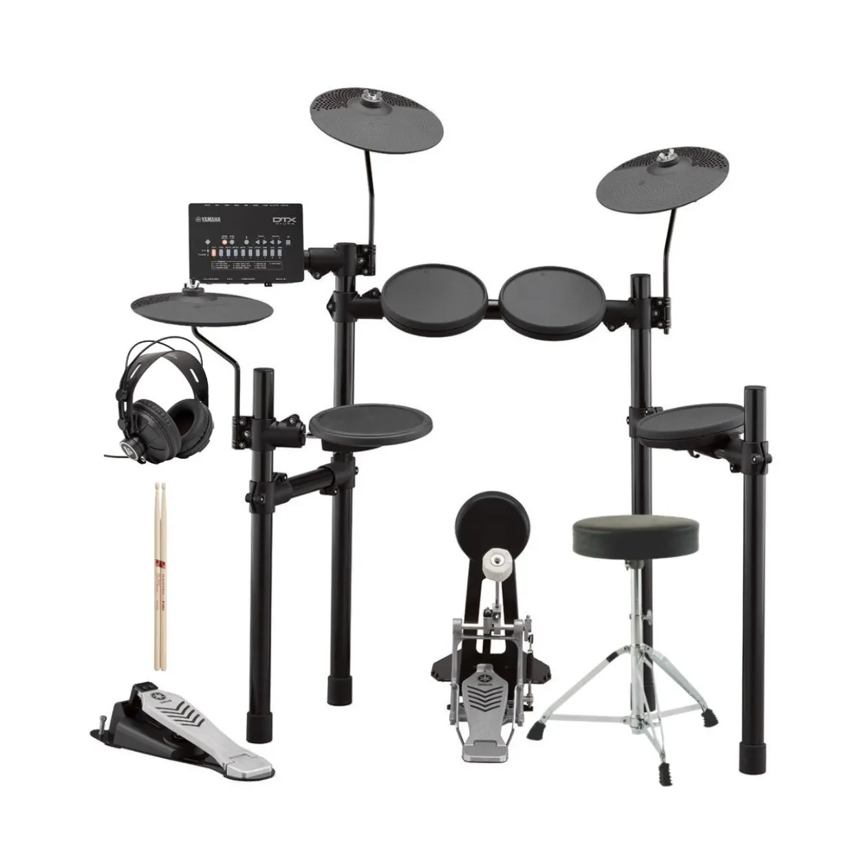 Yamaha DTX452K Electronic Drum Set with Throne and Accessory Bundle