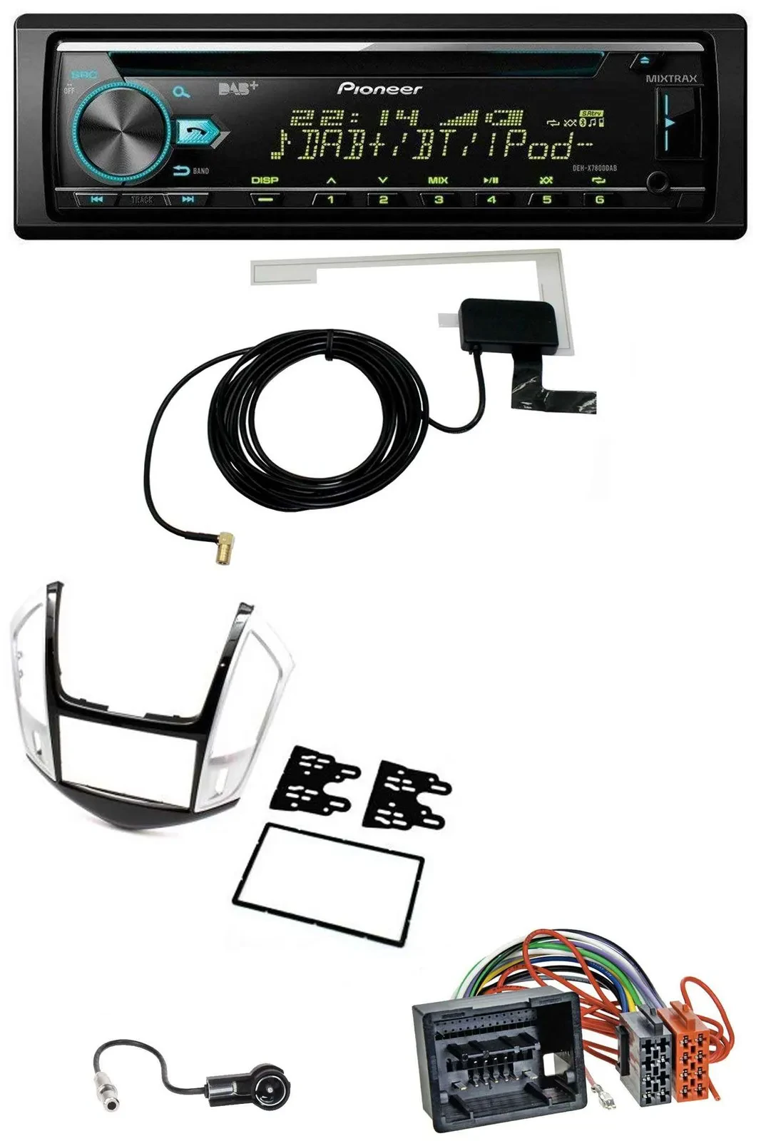 Автомагнитола Pioneer MP3/CD/USB/AUX, DAB, для Chevrolet Cruze 2011–2016, серебристая