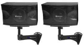 Pair Rockville KPS80 8" 3-Way 800w Karaoke/Pro Speakers+Adjustable Wall Brackets