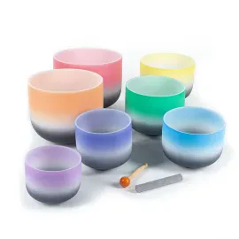Fame Crystal Singing Bowl Set 432Hz 7 Quarz Klangschalen Therapie Schlägel 35cm