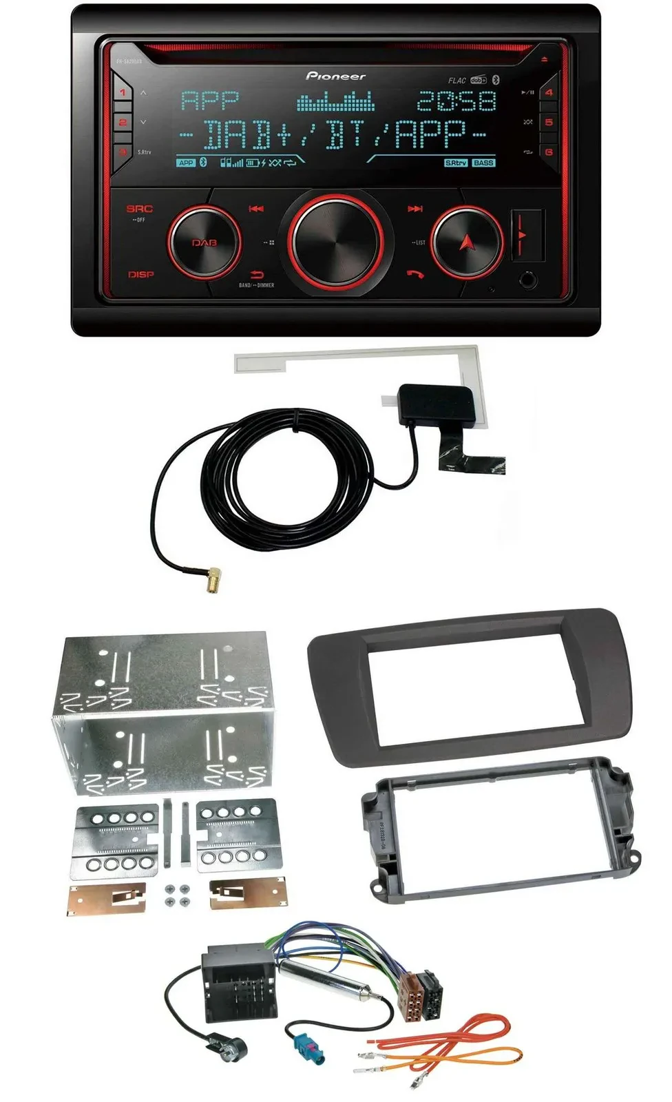 Автомагнитола Pioneer 2DIN MP3 DAB USB CD Bluetooth для Seat Ibiza (с 2008), серый