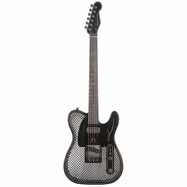 Электрогитара полуакустическая James Trussart #16081 Steelcaster Hollow Body Antique Silver Black Pinstripe Cage