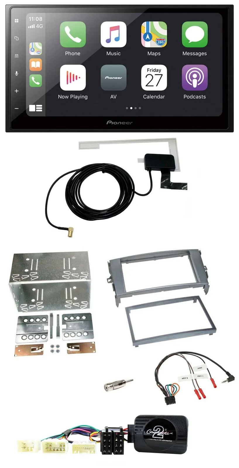 Pioneer USB Lenkrad 2DIN Bluetooth DAB Autoradio für Toyota Auris 2007-2011 anth