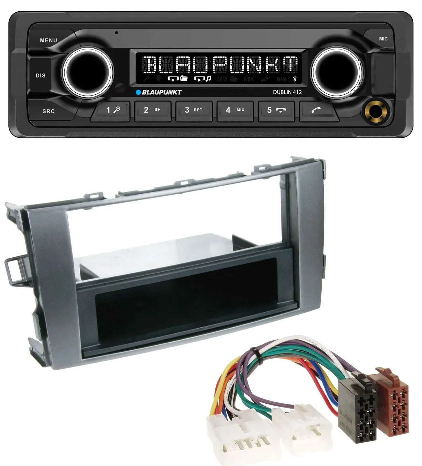 Blaupunkt MP3 Bluetooth USB AUX Autoradio für Toyota Auris 07-12 anthrazit-grau