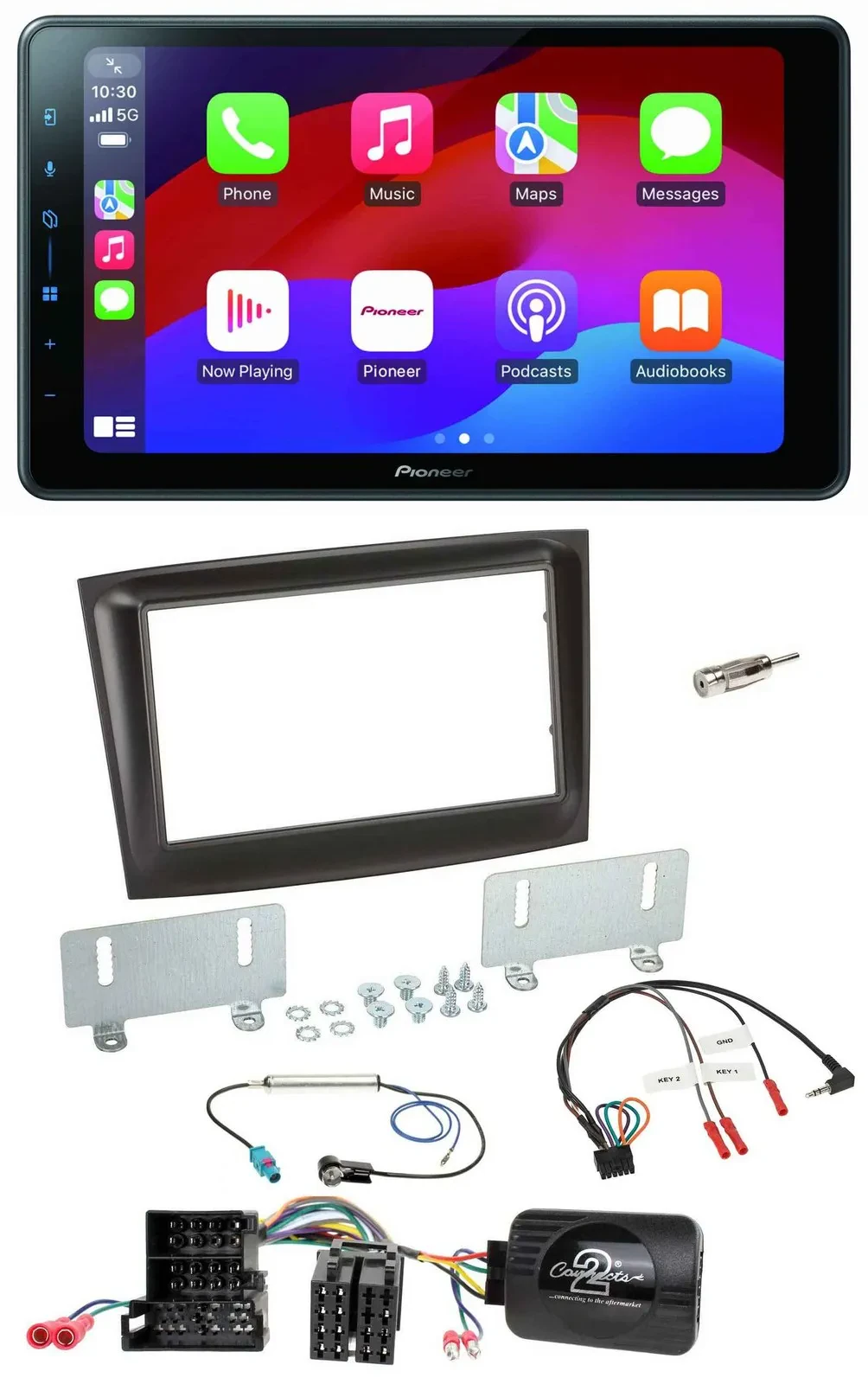 Pioneer Bluetooth 2DIN USB Lenkrad DAB Autoradio für Fiat Doblo Mini-ISO ab 2015