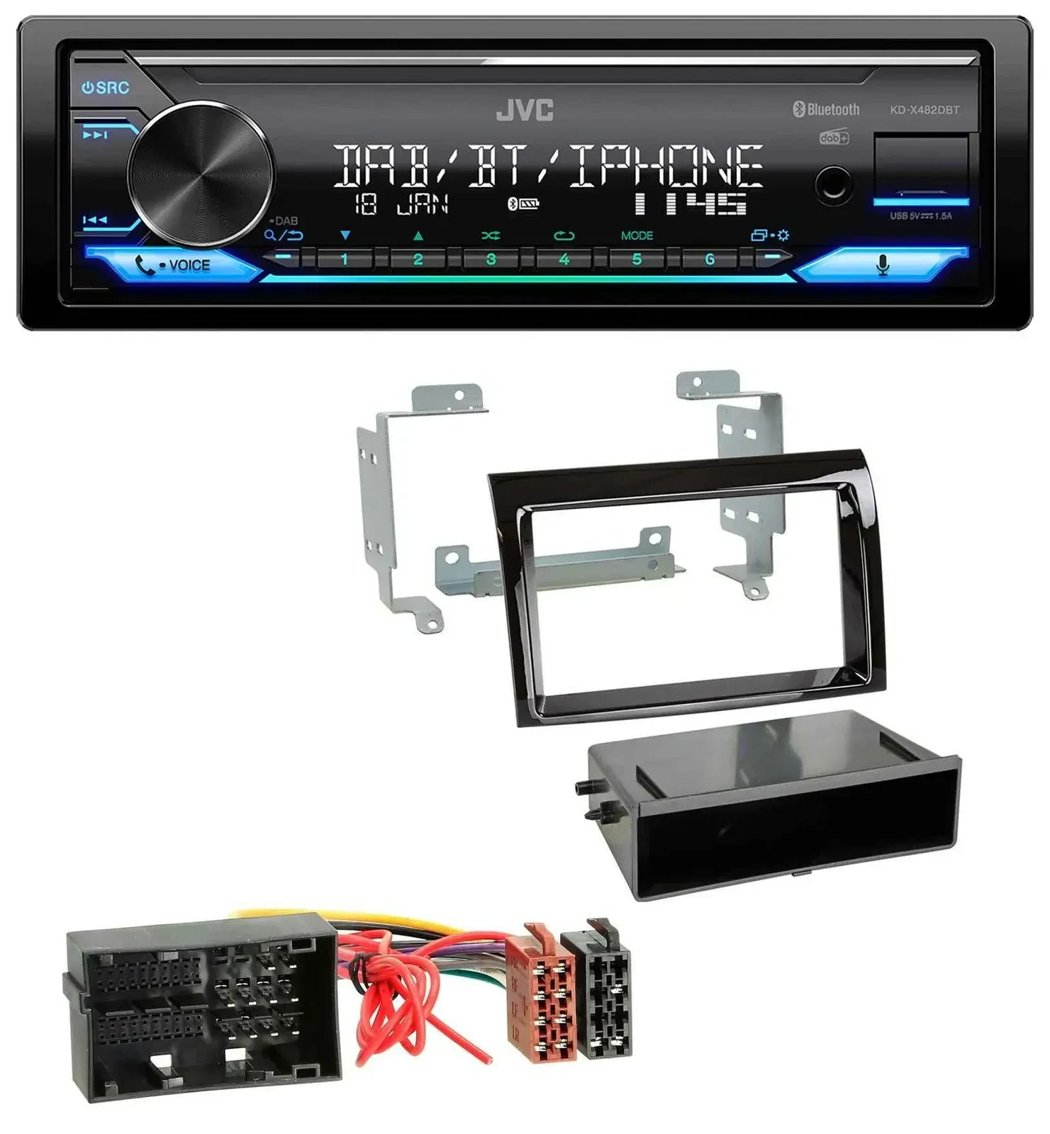 Автомагнитола JVC Bluetooth DAB USB MP3 для Citroen Jumper/Fiat Ducato (2014–2021)