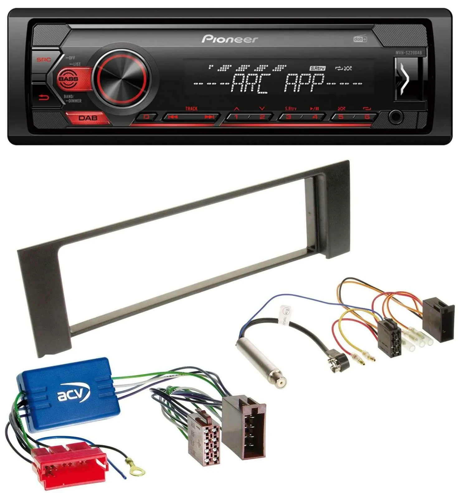 Pioneer DAB 1DIN MP3 AUX USB Autoradio für Audi A4 B6 00-04 Aktivsystem Mini-ISO