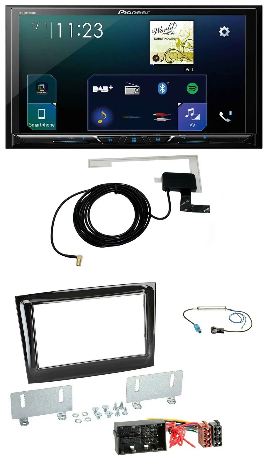 Автомагнитола Pioneer 2DIN, DAB, USB, MP3, Bluetooth для Fiat Doblo (с 2015), черный глянец