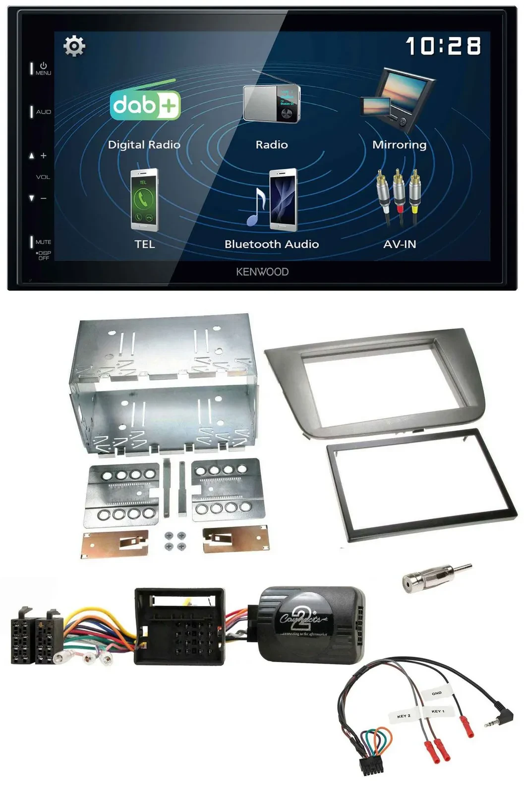 Kenwood 2DIN Bluetooth Lenkrad USB DAB Autoradio für Seat Altea Altea XL Toledo