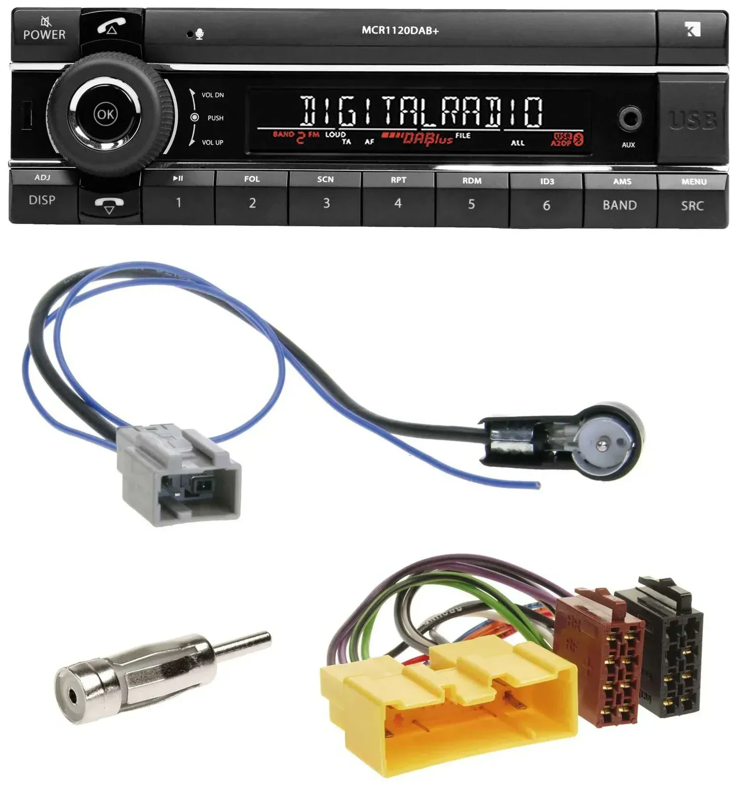 Kienzle Bluetooth MP3 USB DAB Autoradio für Mazda 2 (DY, 2003-2007)