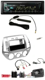 Автомагнитола Pioneer CD/MP3/DAB/USB для Hyundai i20 (2012–2014), серебристая, с управлением на руле