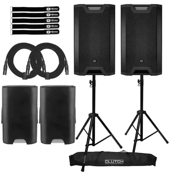 LD Systems ICOA 15A BT 15" Powered Active Bluetooth PA DJ Loudspeakers w Stands