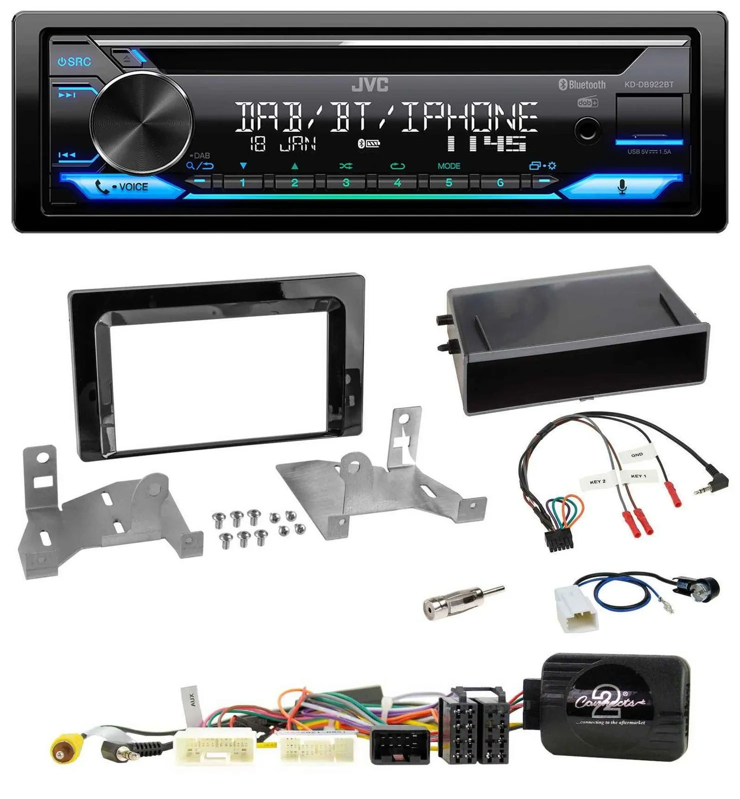 JVC Bluetooth Lenkrad USB DAB CD Autoradio für Toyota Aygo ab 2022 AB7 Klavierla