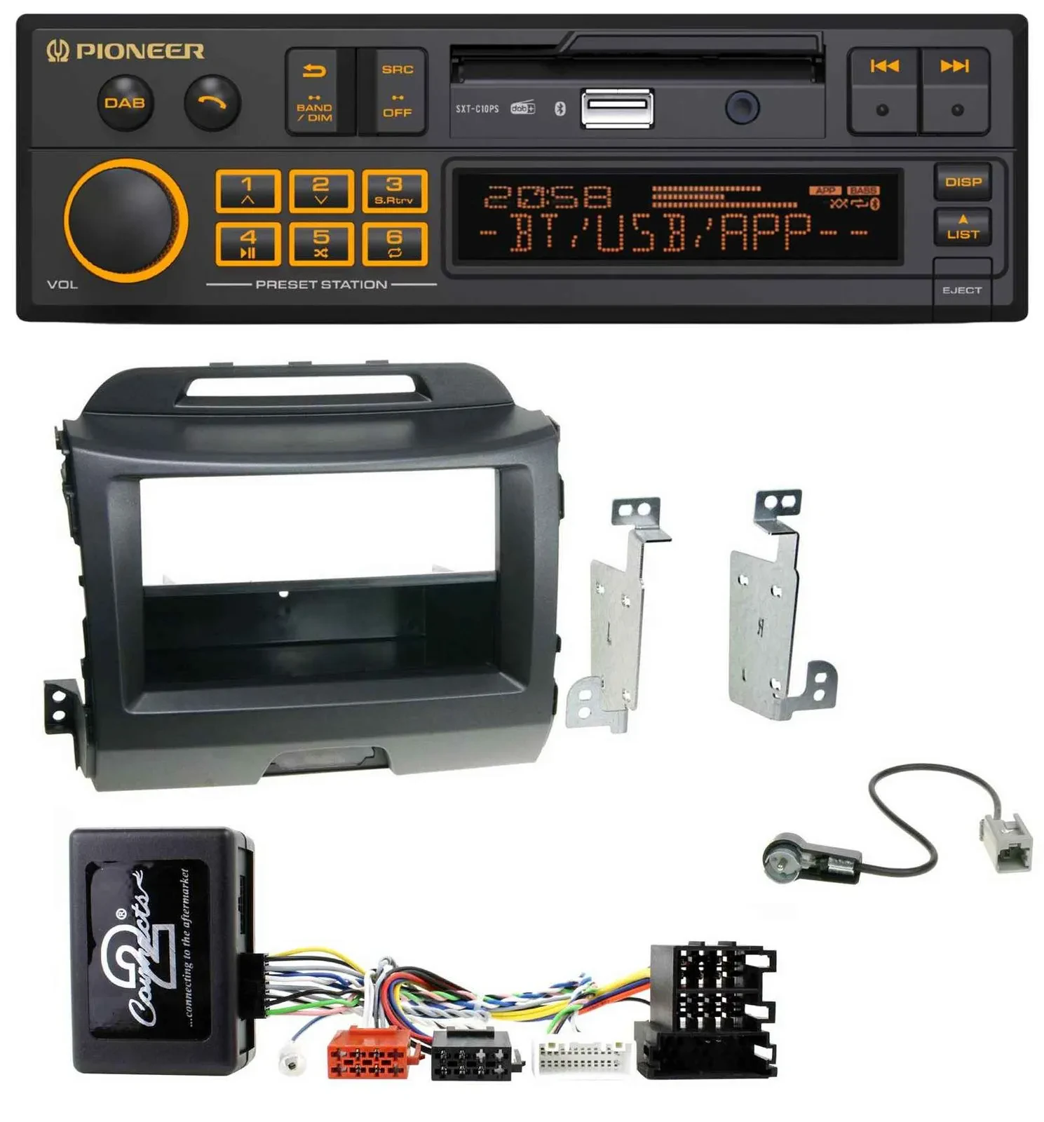 Автомагнитола для Kia Sportage (2010–2015) Pioneer DAB, USB, Bluetooth, навигация, черный