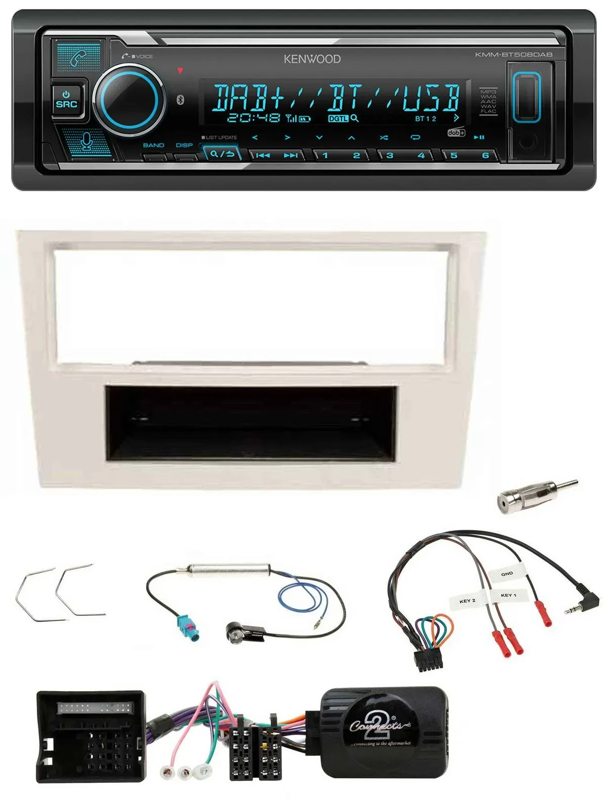 Kenwood Bluetooth Lenkrad DAB USB Autoradio für Opel Corsa D 2006-2008 perl-weis