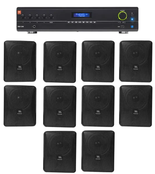 Настенная акустика JBL Control 25-1 Black с усилителем (10 штук)