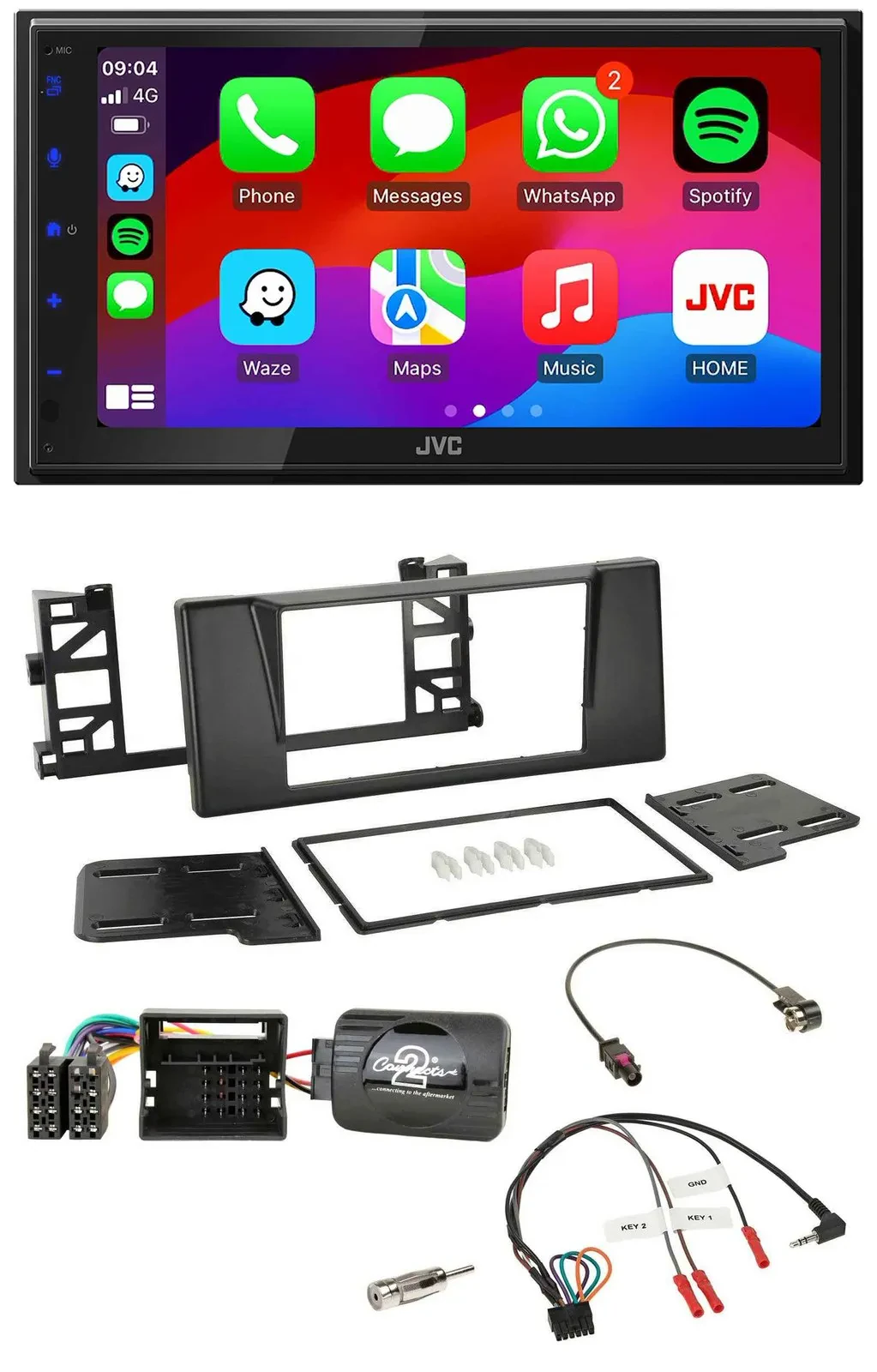 JVC Bluetooth USB Lenkrad 2DIN DAB Autoradio für BMW 5er E39 01-03 Quadlock