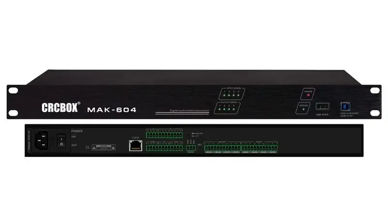 Цифровой микшер CRCBOX MAK-604 4x4 Euroblock, USB MP3, AEC/AFC/AGC, RS-485/USB/Wi‑Fi/TCP/IP