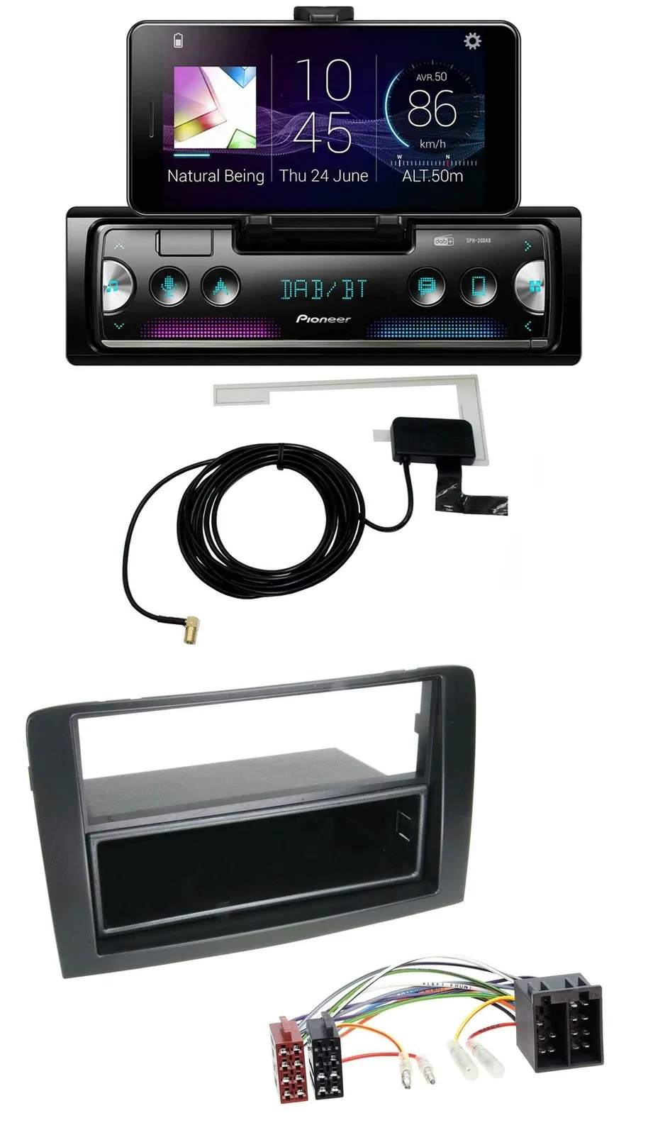 Pioneer DAB Bluetooth MP3 USB Autoradio für Fiat Idea (350 03-11) schwarz